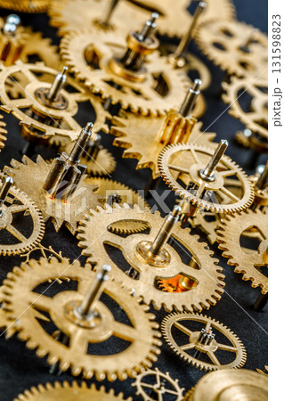 Close up old mechanism on a black background... 131598823