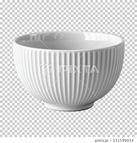 White ceramic bowl with vertical ridges and glossy finish 131599914