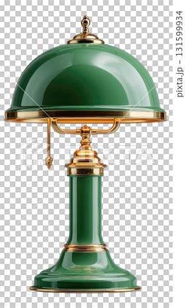 Vintage green desk lamp with gold accents and pull chain Vintage green desk lamp with gold accents and pull chain 131599934