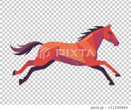ポリゴンスタイルの馬 シルエット(午年・干支イラスト) ポリゴンスタイルの馬 シルエット(午年・干支イラスト) 131599984