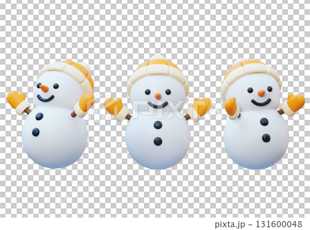 cartoon style snowman character 3D graphic 131600048