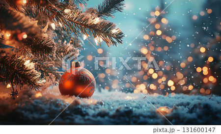 クリスマツツリーとオーナメントボール、コピースペース クリスマツツリーとオーナメントボール、コピースペース 131600147