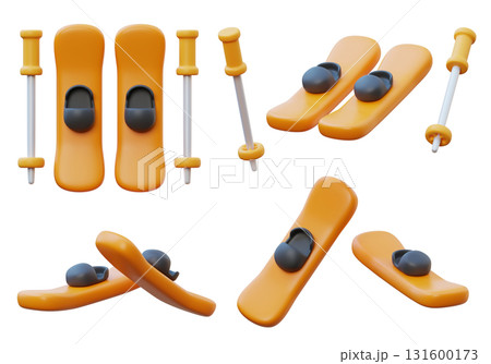 cartoon style ice ski 3D graphic icon 131600173