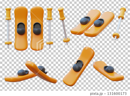 cartoon style ice ski 3D graphic icon 131600173