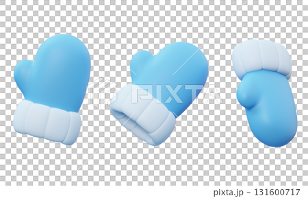 cartoon style winter gloves mittens 3D graphic 131600717