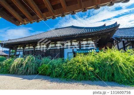 奈良県奈良市　元興寺　萩の花と極楽坊本堂 131600756
