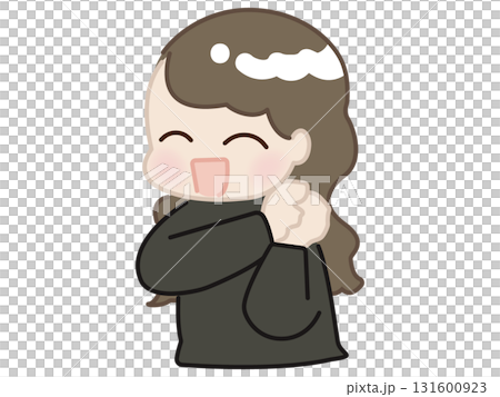 Cute illustration of a delighted woman Cute illustration of a delighted woman 131600923