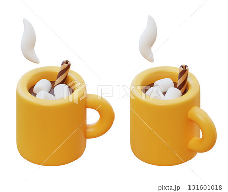 cartoon style winter christmas cocoa hot chocolate 3D graphic 131601018