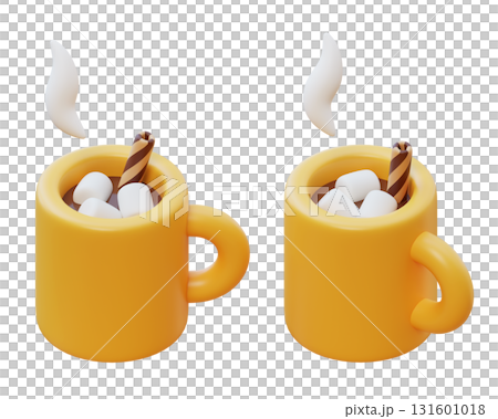 cartoon style winter christmas cocoa hot chocolate 3D graphic 131601018