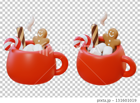 cartoon style winter christmas cocoa hot chocolate 3D graphic cartoon style winter christmas cocoa hot chocolate 3D graphic 131601019