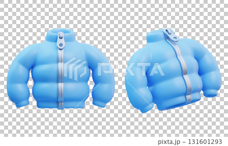 cartoon style winter jumper puffer jacket 3D graphic icon 131601293