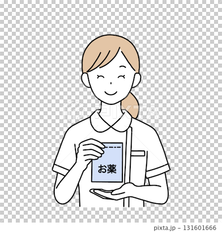 Nurse explaining medicine, medical illustration, transparent background 131601666