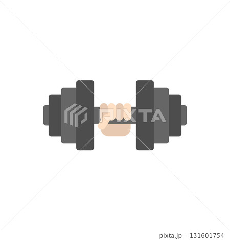 Hand and dumbbell icon. Isolated colored vector illustration on white background. Hand and dumbbell icon. Isolated colored vector illustration on white background. 131601754