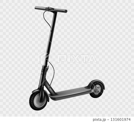 Electric kick scooter. Gyro Modern ecology vehicle - speed scooter on battery. Realistic 3d vector illustration, isolated on transparent background 131601974