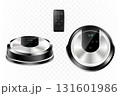 Realistic robotic vacuum cleaner with Remote Control , isolated on white background, 3d vector illustration 131601986
