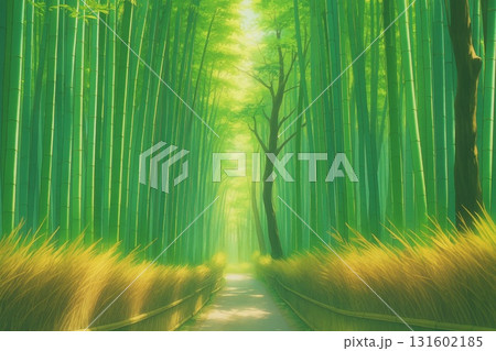 京都嵐山　竹林の小径　イメージ　アニメ調 131602185