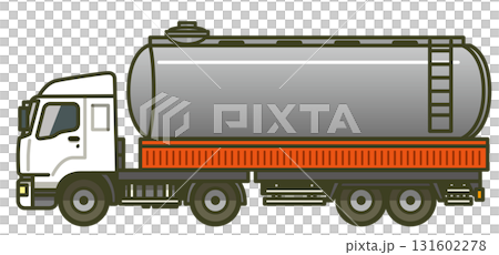 真横のガストレイラーのイラスト（液化ガス輸送車・タンクローリー） 131602278