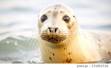 優しいまなざしが印象的な海のアザラシ 131602528