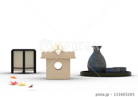 左寄せ紅葉の月見セット(行燈・月見団子・日本酒) 左寄せ紅葉の月見セット(行燈・月見団子・日本酒) 131603265