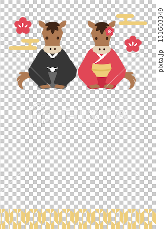 Year of the Horse greeting New Year's card template Year of the Horse greeting New Year's card template 131603349