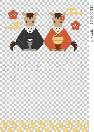 馬年新年賀卡模板 131603350