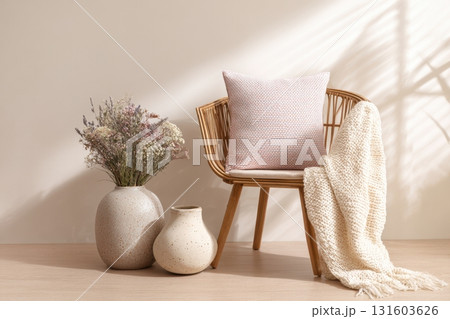 Soft Guava Color Home Decor Elements Isolated on White Background for Interior Styling and Branding 131603626