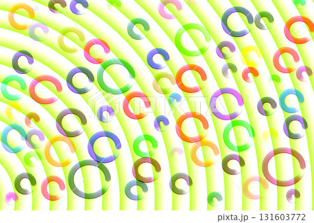 Multi colored circles on green rounded swirls Multi colored circles on green rounded swirls 131603772