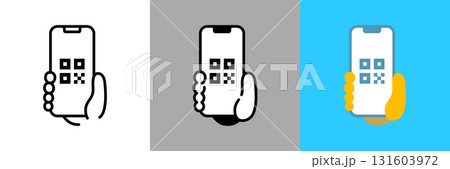 スマートフォンのQRコードのカラーとモノクロアイコン 131603972