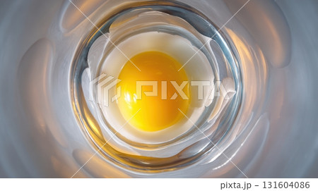 Abstract image of cracked egg seen from below through a bowl, highlighting texture and light. Abstract image of cracked egg seen from below through a bowl, highlighting texture and light. 131604086