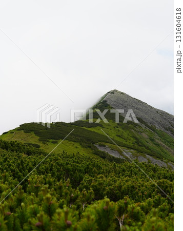 Beautiful mountain landscape, light over peaks and valleys, natural scenery, calm atmosphere and wild nature 131604618