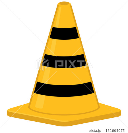 土木建築工事現場の黄色の三角コーンが輝き安全と調和を感じる 131605075