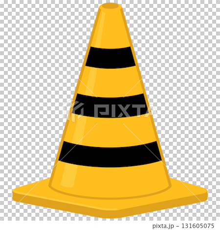 土木建築工事現場の黄色の三角コーンが輝き安全と調和を感じる 131605075