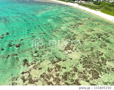 沖縄石垣島・白保海岸をドローンで撮影した海 沖縄石垣島・白保海岸をドローンで撮影した海 131605150