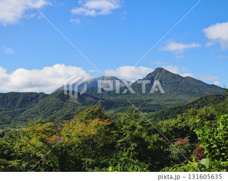 蒜山大山スカイライン鬼女台展望休憩所から見る大山と烏ヶ山の眺望 131605635