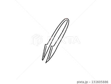 手芸で使うピンセットの手描きイラスト 線画 手芸で使うピンセットの手描きイラスト 線画 131605886