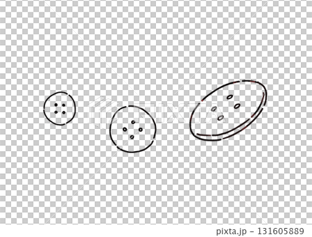 Hand-drawn illustration of buttons used in sewing 131605889