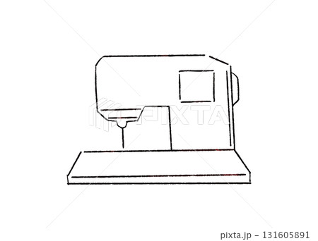 手芸で使うミシンの手描きイラスト 線画 手芸で使うミシンの手描きイラスト 線画 131605891