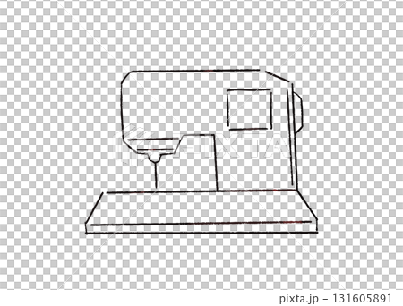手芸で使うミシンの手描きイラスト 線画 手芸で使うミシンの手描きイラスト 線画 131605891