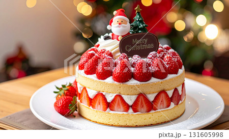 クリスマスケーキのイメージ テキストスペース 背景素材 16:9サイズ AI生成素材 131605998