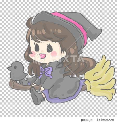 一個穿著萬聖節服裝的女孩的插圖 131606226