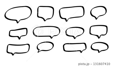 Hand drawn speech bubbles set. Vector illustration Hand drawn speech bubbles set. Vector illustration 131607410