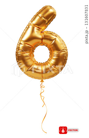 Golden Foil Balloon in Form of Number 6 Golden Foil Balloon in Form of Number 6 131607831