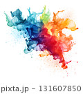 Bright colorful watercolor splashes smear brush strokes on a white background. 131607850