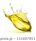 Splashes of oily liquid arranged in a circle isolated on white background 131607851