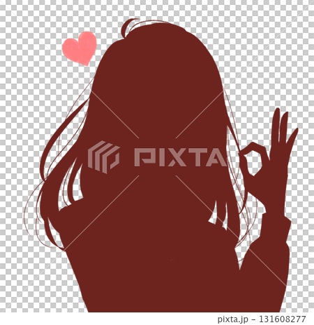 セーラー服の女子学生　バストアップ　OKサイン　恋　シルエット 131608277