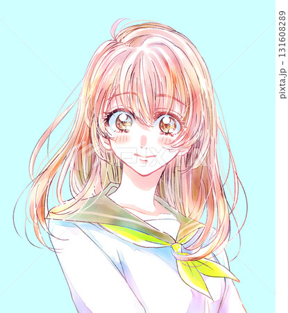 セーラー服の女子学生 笑顔 セーラー服の女子学生 笑顔 131608289