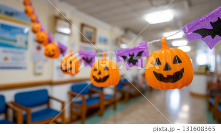 Halloween pumpkin decorations in waiting room 131608365