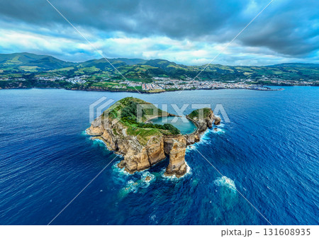 Vila Franca Islet, Vila Franca Do Campo Town and Atlantic Ocean. Azores, Sao Miguel Island. Portugal 131608935