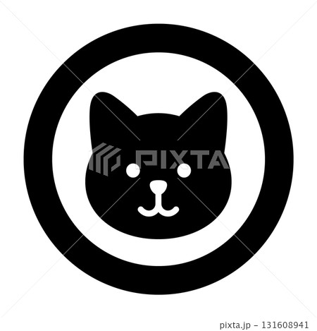 猫の顔が描かれた円形アイコン 131608941