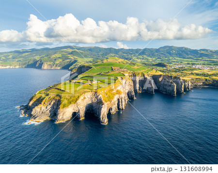 Cape Cintrao and Atlantic Ocean. Azores, Sao Miguel Island. Portugal. Aerial View 131608994